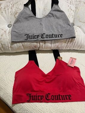 Juicy Couture Grey and Red Logo Bralette Set